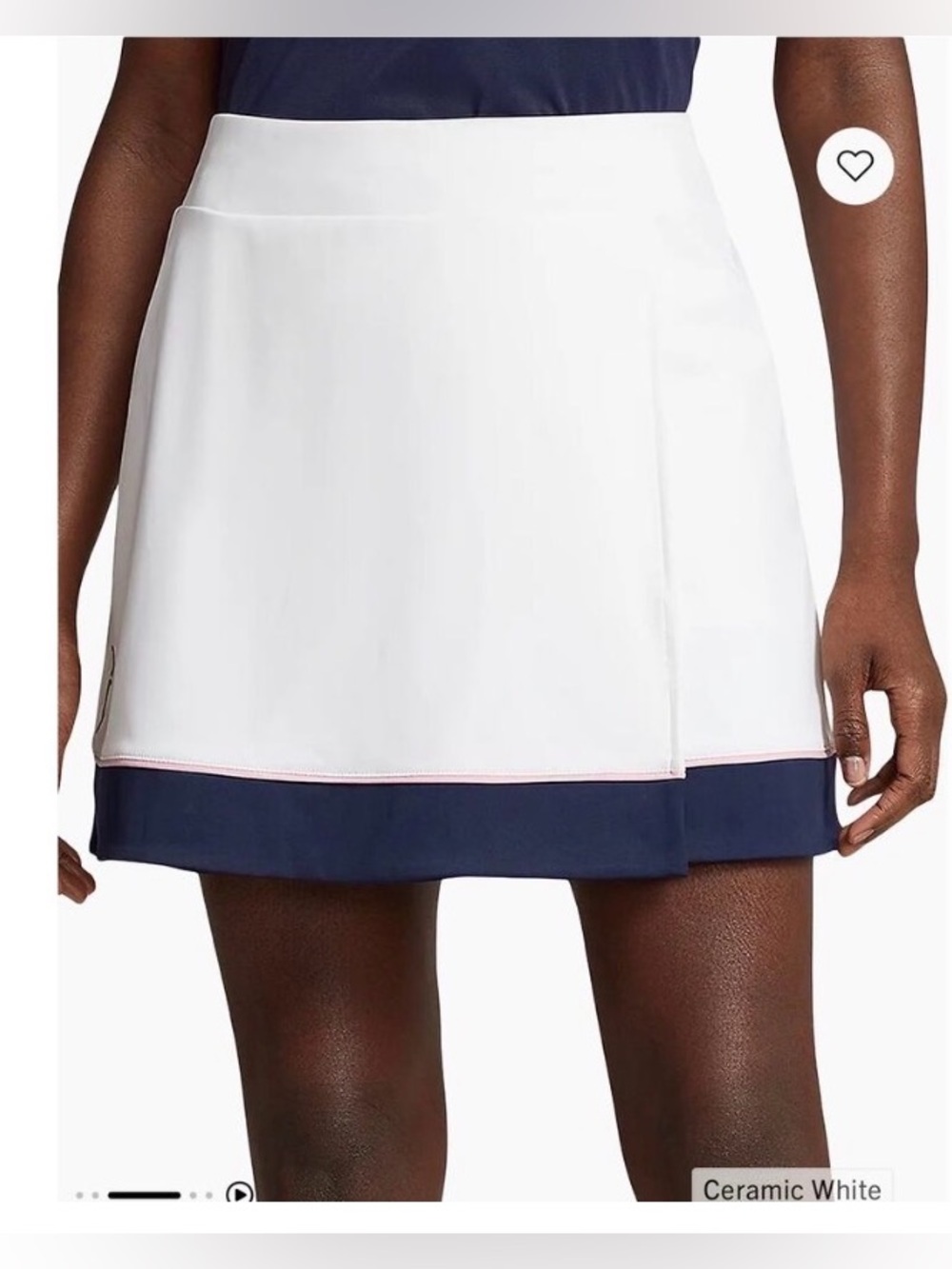 Ralph Lauren Ceramic White Mini Skort with Navy Hem and Pink